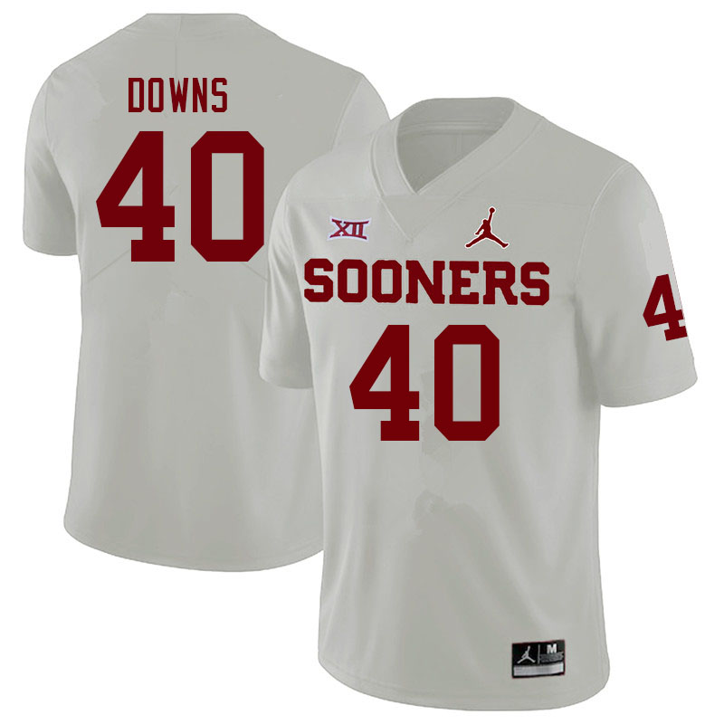 Men #40 Ethan Downs Oklahoma Sooners College Football Jerseys Sale-White - Click Image to Close